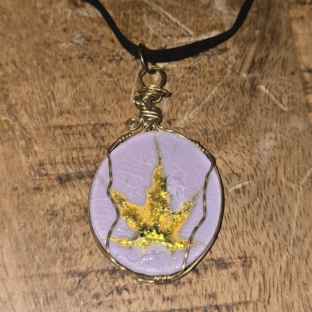 New! Handmade dichroic glass lead choker necklace